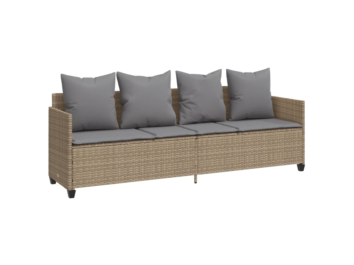 Chaise longue de mimbre beige con cojines EXCLUSIVA MAISON