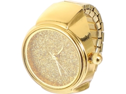 Anillo Aleación Reloj Cuarzo Brillante Sencillo Elegante Regalo Cumpleaños Amigos Oro