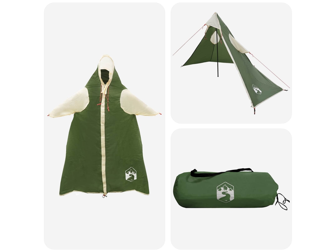 Poncho impermeable Vidaxl 2 en 1 con capucha, verde, 262 x 126 x 130 cm