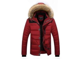 Chaqueta De Invierno Para Hombre Acolchada Caliente Con Capucha De Pelo Talla Xl Rojo Xl Rojo
