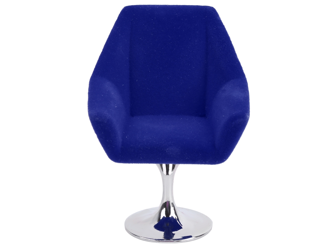 Sillón Miniatura Para Casa De Muñecas 1:12, Silla Flock Rotativa, Accesorios De Muebles Mini Azul