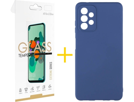 Kit Funda + Protector de Pantalla Samsung A32 5G SKYHE Cristal Templado 4751 Azul