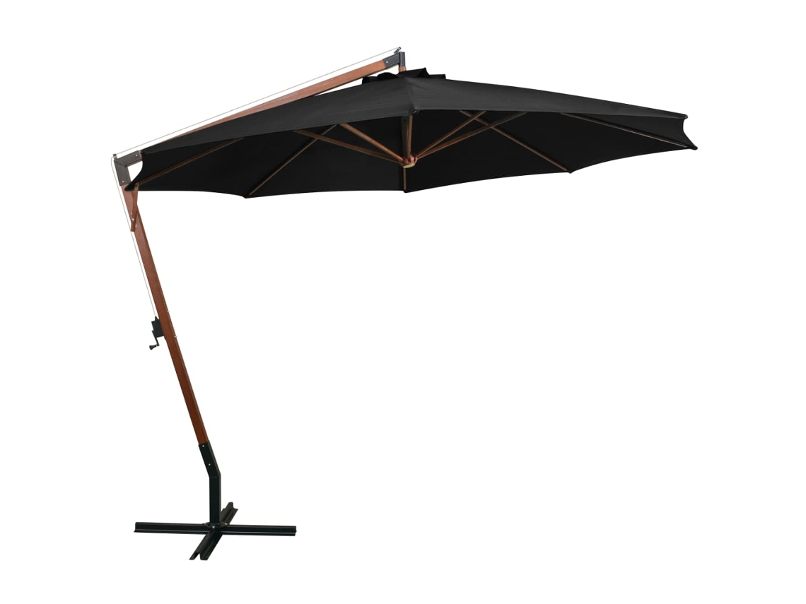 Maison Exclusive - Sombrilla Jardín Colgante Con Palo Madera Abeto Negro 3,5x2,9 M