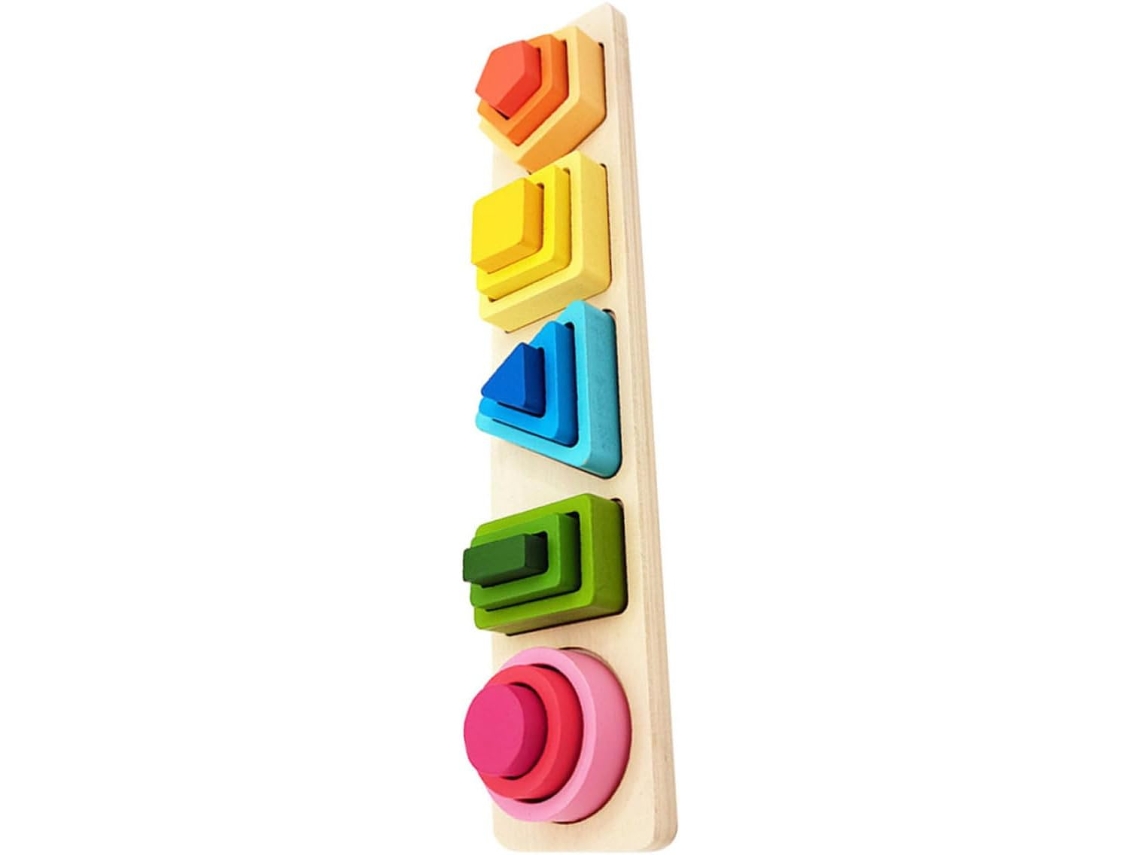 Juego Educativo De Madera Con Figuras Geométricas Degradadas Para Niños, Estilo Montessori, Tamaño Mediano.