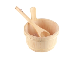 Juego De Cubo Y Cucharón De Madera Natural Para Accesorios De Sauna/baño Spa