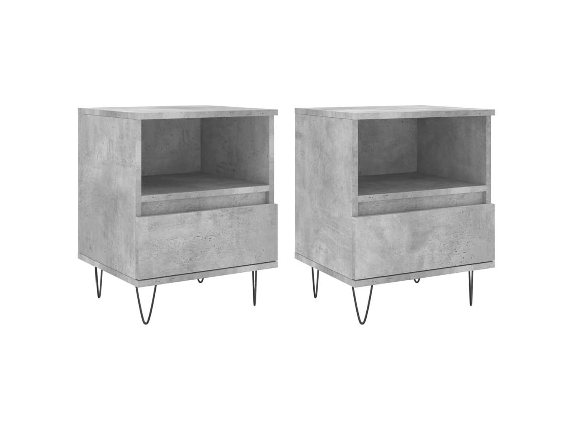 Maison Exclusive - Mesitas Noche 2 Uds Madera Ingeniería Gris Hormigón 40x35x50 Cm