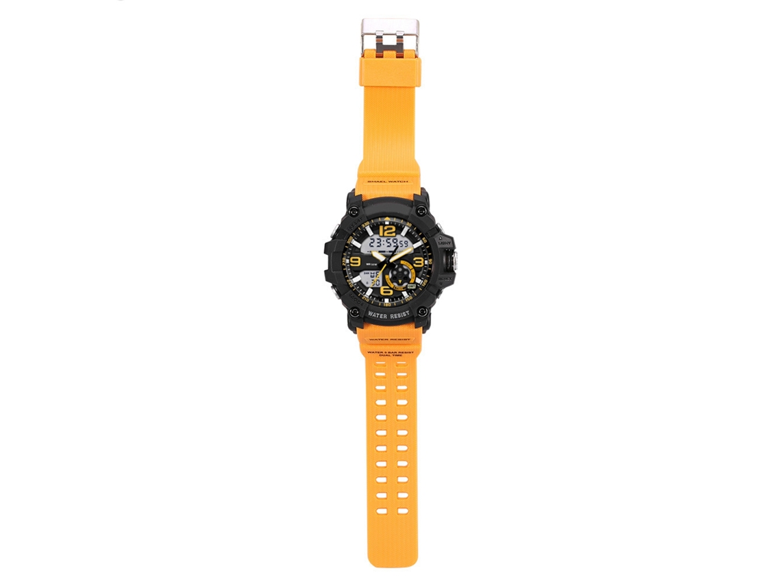 Reloj Deportivo Digital Smael Con Led Y Correa Naranja Analógico Y Digital Redondo