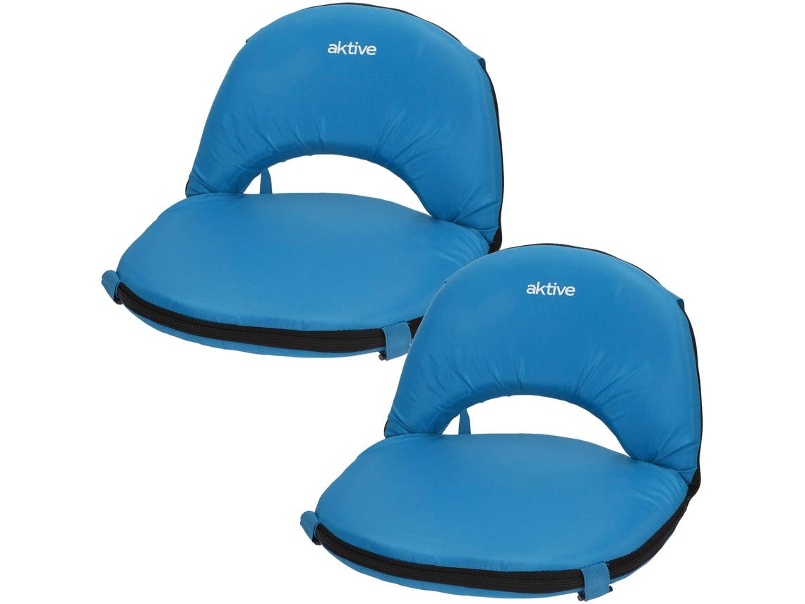 Pack de 2 Asientos Plegables 64x24x5,5 Cm Azul con Respaldo Ajustable Activo