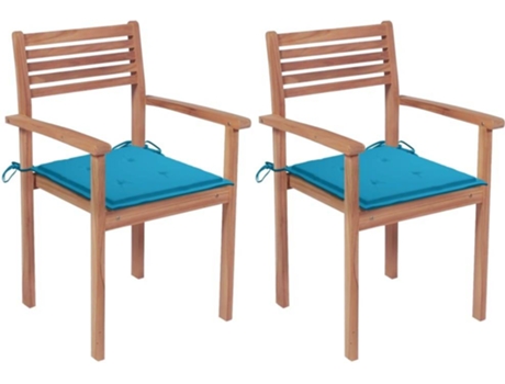 Conjunto 2 Silla de exterior VIDAXL Azul Teca (56x51x90 cm)