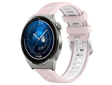 Correa de reloj inteligente para Huawei Watch GT3 Pro 43 mm 20 mm Correa deportiva de silicona con hebilla de acero bicolor (rosa + blanco)