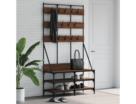 Perchero con zapatero roble marrón VIDAXL (100x40x184 cm)