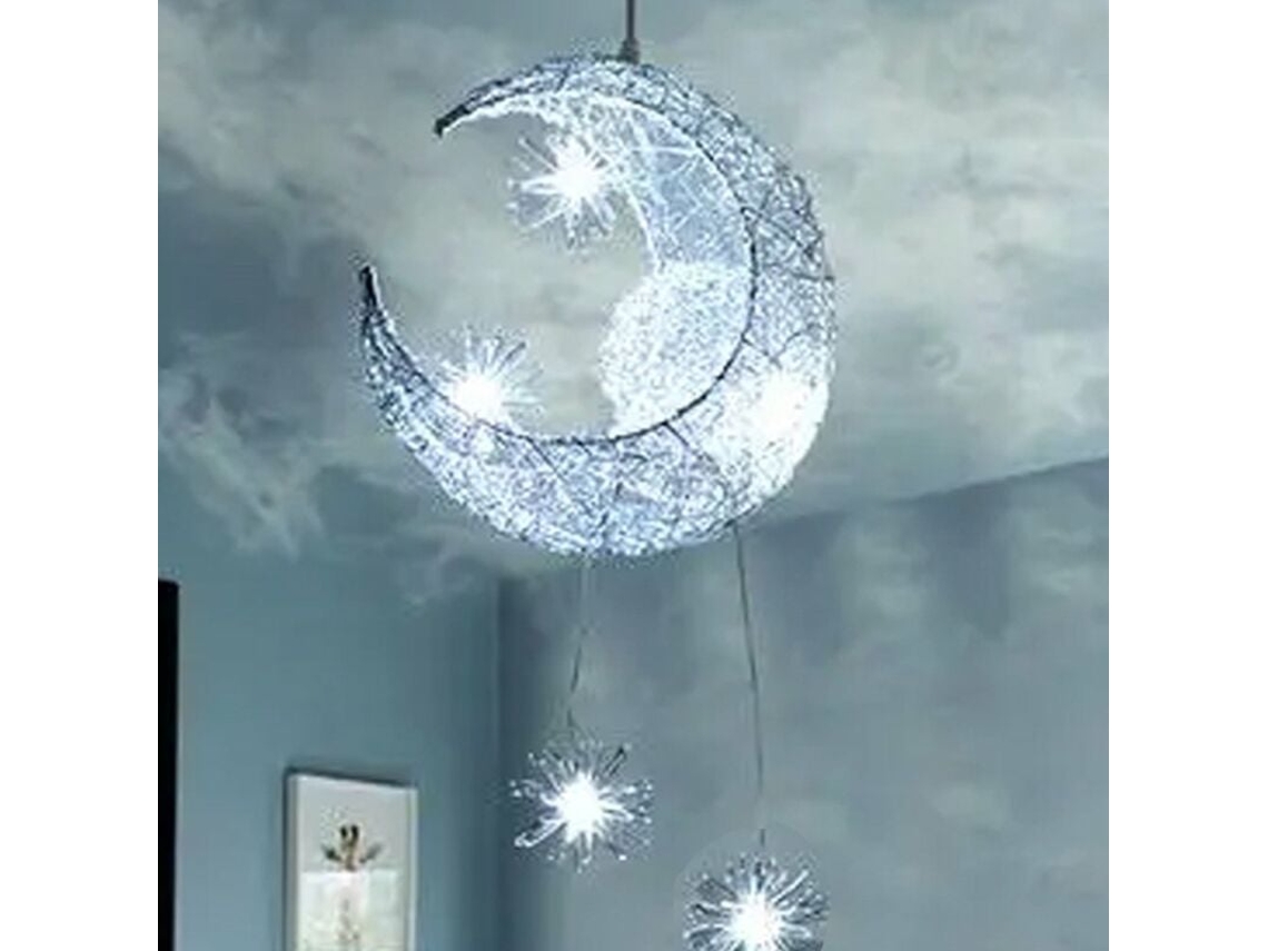 Luna creciente romántica, estrellas, relámpagos, Kofihety