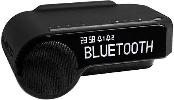 Schneider Maestria Radio despertador bluetooth negro reloj medium digital fm corriente alarma doble snooze usb para cargar dispositivos