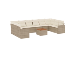 Maison Exclusive - Set De Sofás De Jardín 11pzas Con Cojines Ratán Sintético Beige