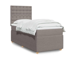 Cama Box Spring Con Colchón Tela Gris Taupe 90x200 Cm