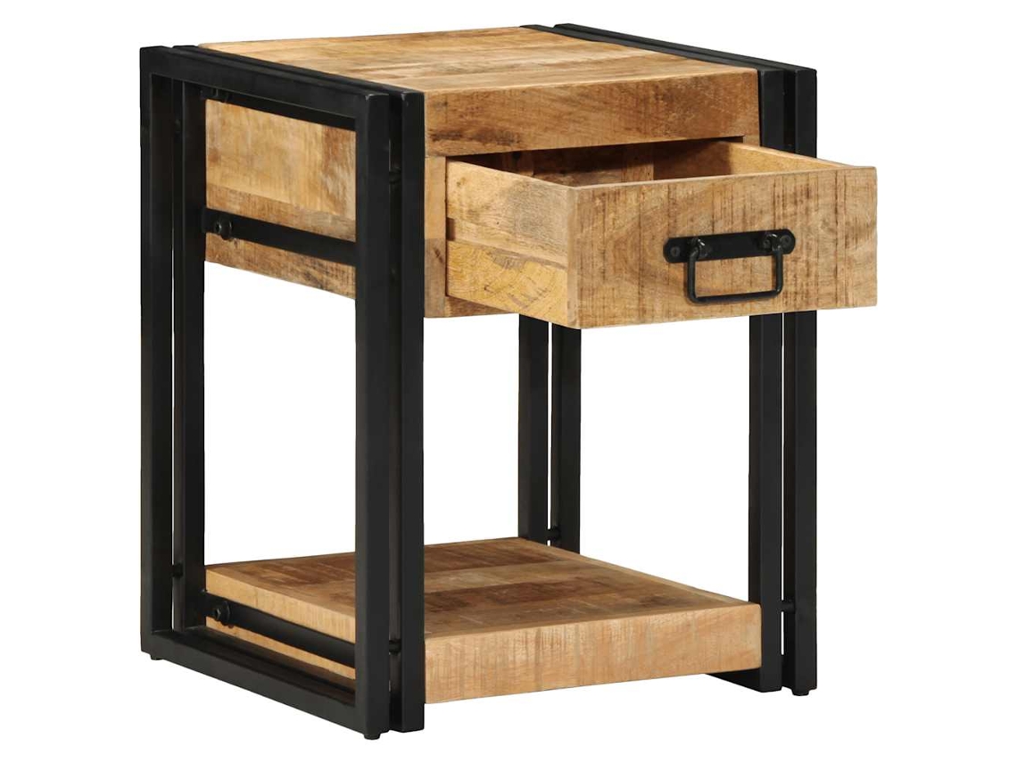 Maison Exclusive - Mesita De Noche De 40x40x50 Cm, Madera Maciza De Mango Sin Tratar
