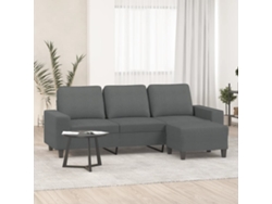 Sofá De 3 Plazas Con Taburete De Tela Gris Oscuro 180 Cm