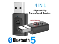 Transmisor y receptor Bluetooth 5.0, miniadaptador estéreo inalámbrico auxiliar de 3,5 mm para audio de coche, transmisor Bluetooth para TV Rosewell