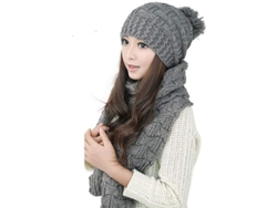 Conjunto De Gorro Y Bufanda De Punto, Cálido, Cómodo Y A La Moda, Para Mujeres Y Niñas En Invierno.