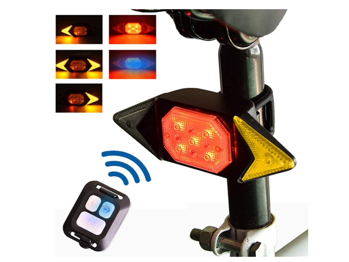 Luces para bicicleta, intermitentes con control remoto inalámbrico, recargables por USB, luces impermeables Yizhood (negras)