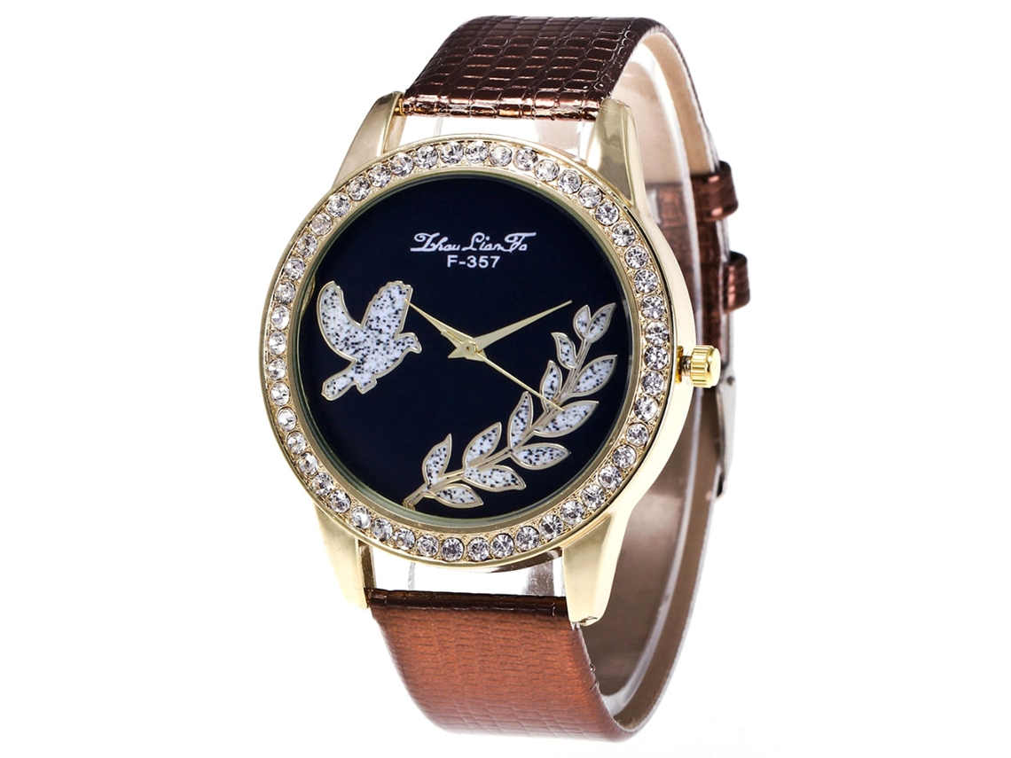 Reloj Casual Zhoulianfa Con Correa De Cuero Sintético, Diseño Sencillo, Números Florales, Esfera Grande (rojo)