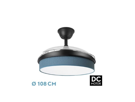 Ventilador DC Moda 72W Negro/Azul 3 Aspas FABRILAMP