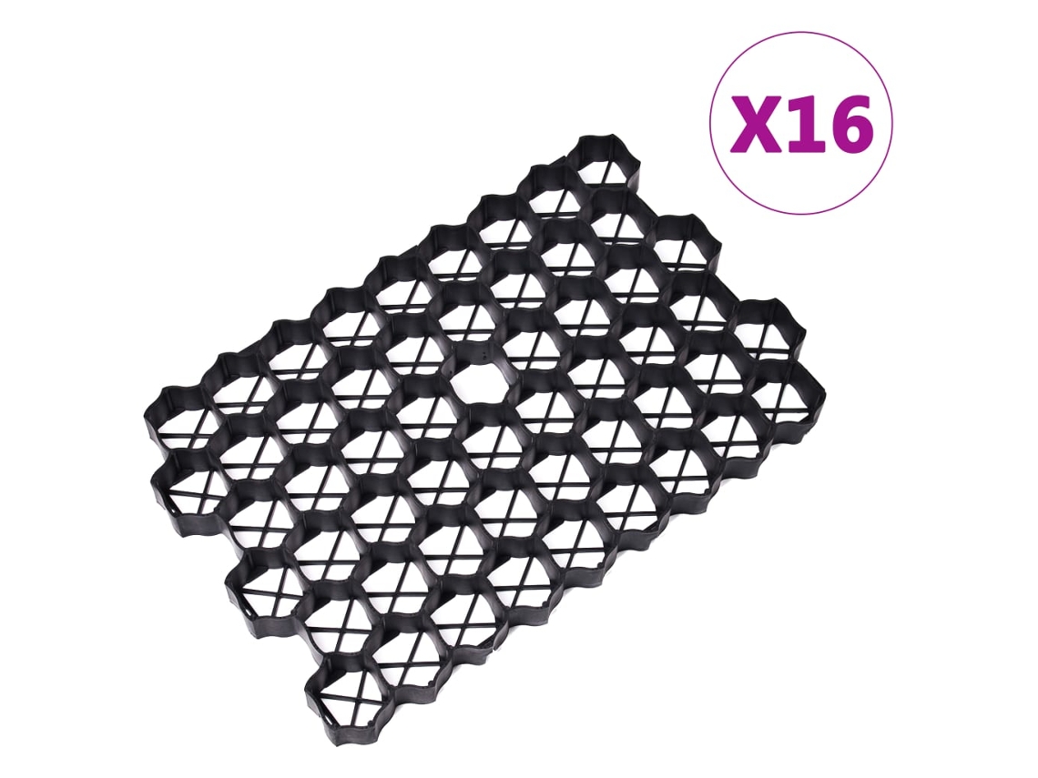 Maison Exclusive - Rejillas Para Césped 16 Unidades Plástico Negro 60x40x3 Cm