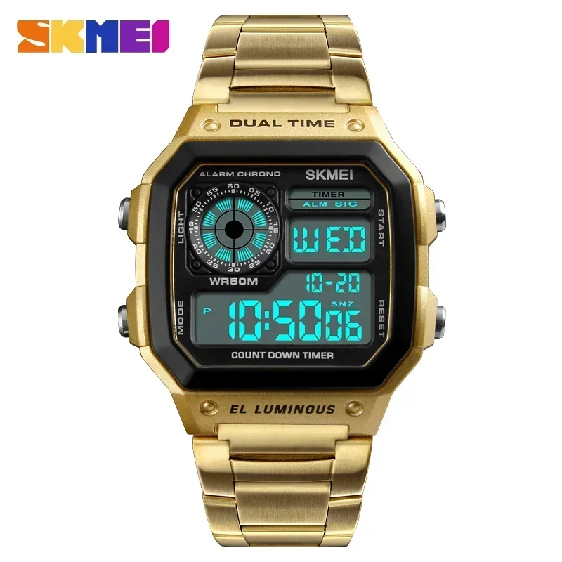 Reloj Deportivo Digital Para Hombre (dorado), Cronógrafo Resistente Al Agua.