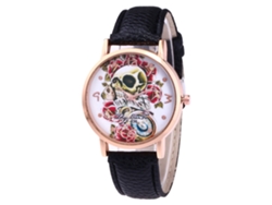Reloj De Pareja Zhoulianfa, Diseño De Calavera, Correa De Cuero, Cuarzo, F-436, Negro.