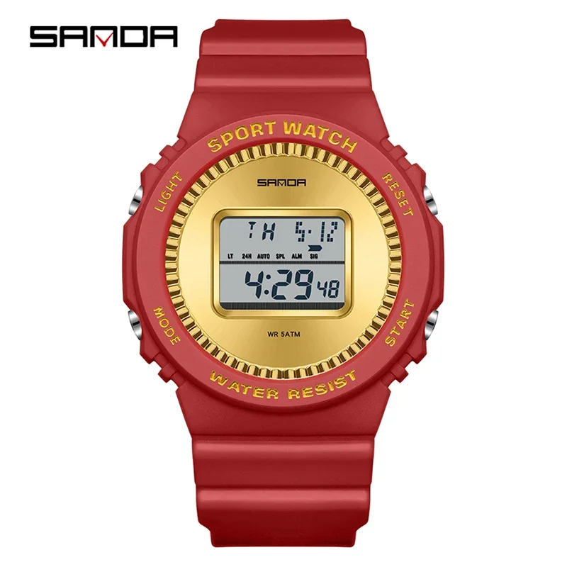 Reloj Deportivo (rojo), Cronómetro Multifuncional Con Temporizador De Cuenta Regresiva, Resistente Al Agua, Reloj Digital Para Estudiantes.