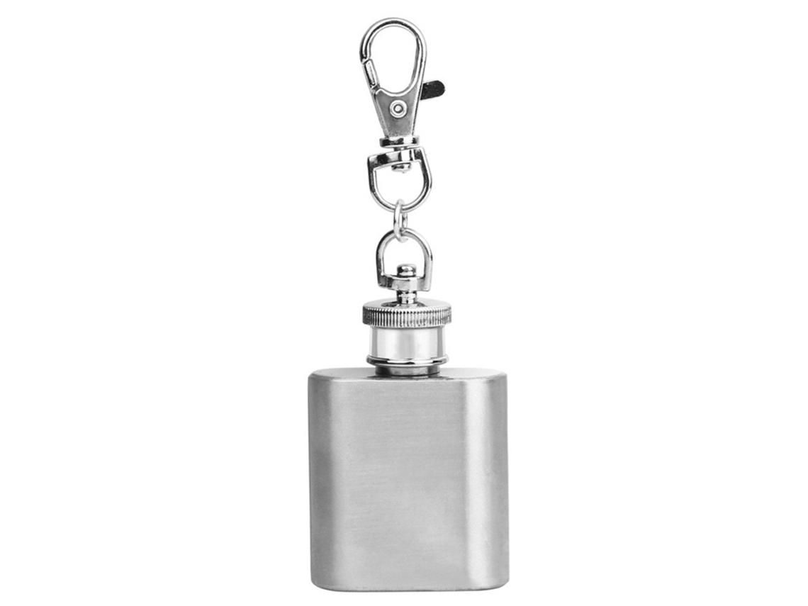 Petaca Pequeña De Acero Inoxidable Con Llavero, Portátil, 28 Ml Para Bebidas Alcohólicas.