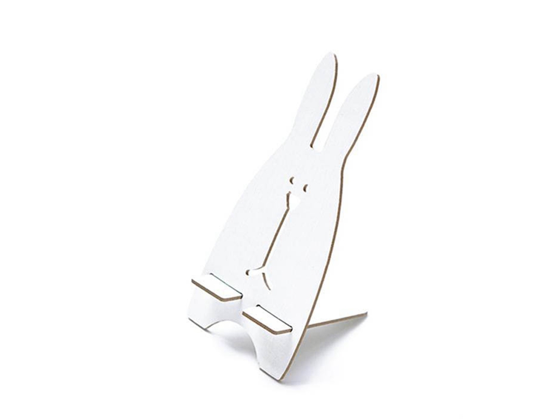 Soporte De Teléfono Móvil De Madera Diy Original Conejo Bonito Portátil (beige)