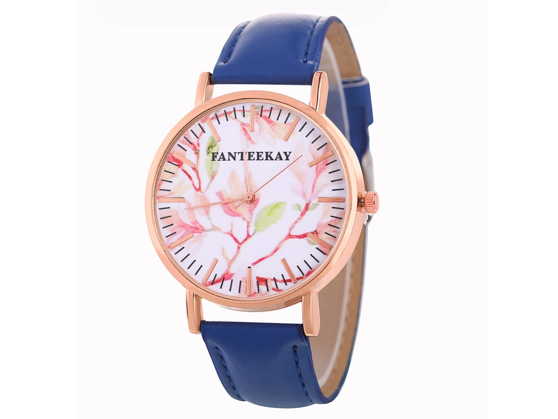 Reloj De Pulsera De Cuarzo Para Mujer Con Correa De Pu Azul - Zhoulianfa