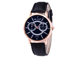 Reloj De Pulsera De Cuarzo Zhoulianfa De Estilo Casual Y Moderno Con Correa De Cuero Negro.