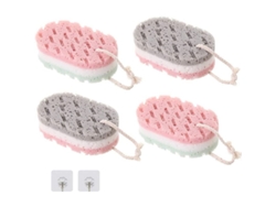 Esponja De Baño Suave Para Adultos Con 2 Ganchos, Set Exfoliante Corporal Para Mujeres, 4 Piezas