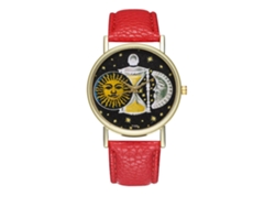 Reloj De Pulsera Unisex De Cuero Con Movimiento De Cuarzo Para Hombre Y Mujer (rojo)