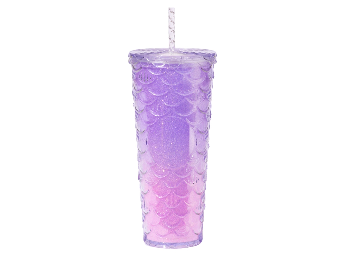 Vaso reutilizable de 24 oz con tapa de vidrio de plástico y pajita para bebidas frías NEVEANCE