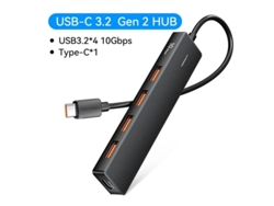 Estación de acoplamiento Yizhood Hub USB tipo C a USB 3.2 de 4 puertos para MacBook Pro, iPad Pro, Samsung Galaxy Note 10, S10 Hub USB negro