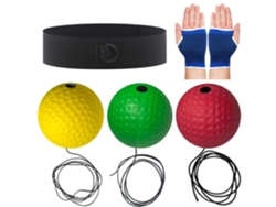 Balón de boxeo Reflex, 3 balones React, 1 cinta elástica para la cabeza, con protectores de manos (verde) Eifson (20 g/40 g/80 g)