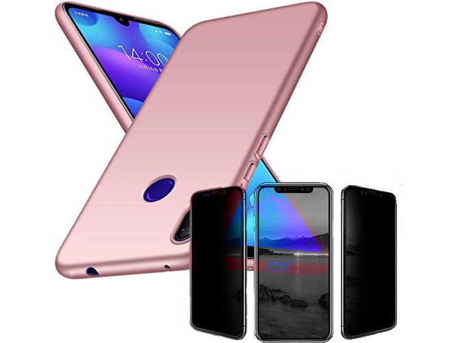 Kit Carcasa y Protector Privacy Huawei Y7 2019 SlimShield Rosa