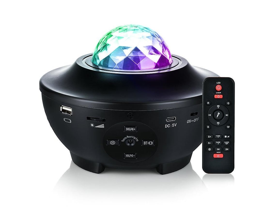 Este proyector LED cuenta con un exquisito diseño LED, una lámpara giratoria de proyección de ondas de agua y un reproductor de música. (Stellasplen)