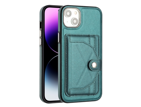 Funda Mobile Phone Cases Shockproof With Card para iPhone 15 Plus Piel Marrón