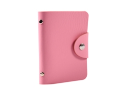 Tarjetero fino de piel sintética para tarjetas de visita, cartera, protector de tarjetas para 24 tarjetas (rosa)