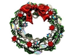 Broche De Corona Navideña, Broche Verde Con Cristales Brillantes, Joyería Para El Cuello, Alfiler