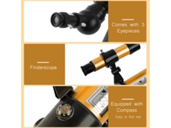 Telescopio Astronómico Refractivo Hd 90x Para Niños Principiantes Con Trípode Y Buscador 5x24 Para Observar Estrellas Y Aves.