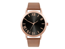 Reloj De Pulsera Analógico De Cuarzo Unisex Con Esfera Redonda Y Correa Marrón.
