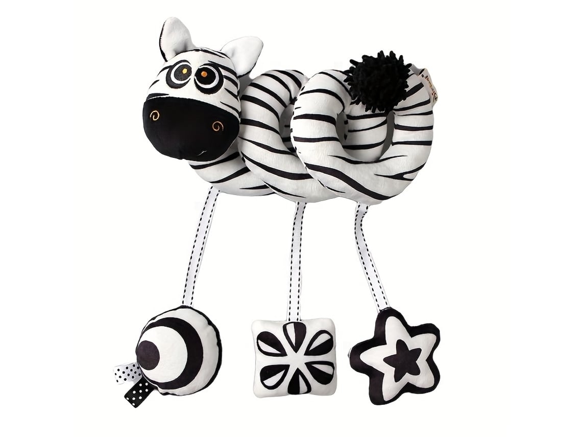 Adorno colgante para cuna de cochecito de bebé, forma de animal pequeño, dibujos animados, espiral, juguetes sensoriales de peluche, cebra Yunzii