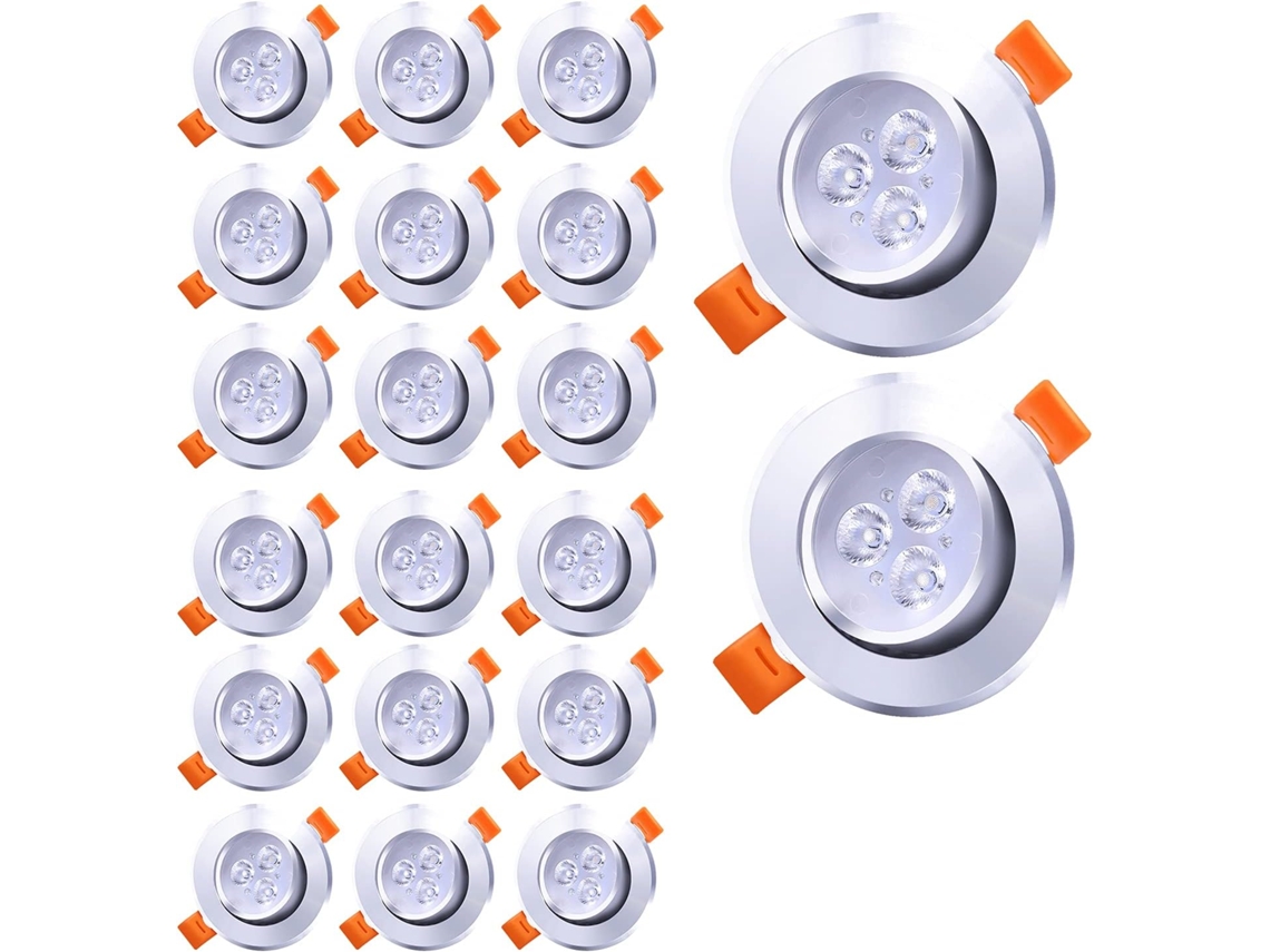 Pack de 20 focos LED empotrables, blanco frío