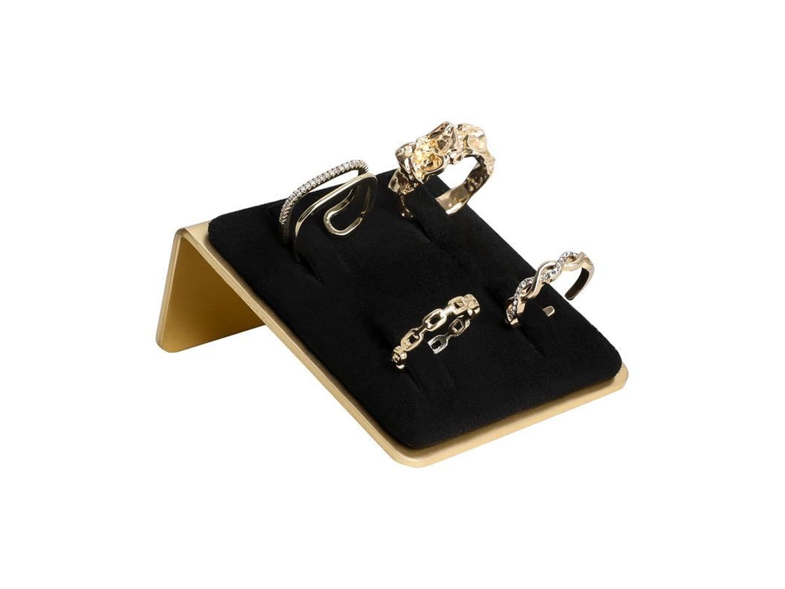 Porta Anillos De Fieltro Negro Pequeño, Porta Joyas De Oro, Estante De Almacenamiento Para Anillos