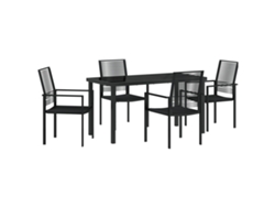 Conjunto de comedor de jardín Vidaxl de 5 piezas en mimbre de PVC negro